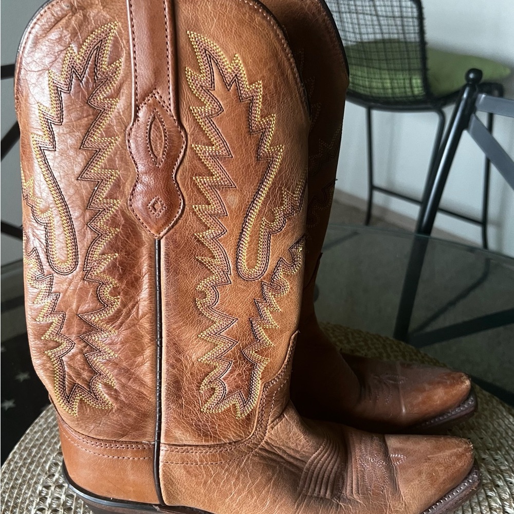 Old West Brown Heeled Boots size 6